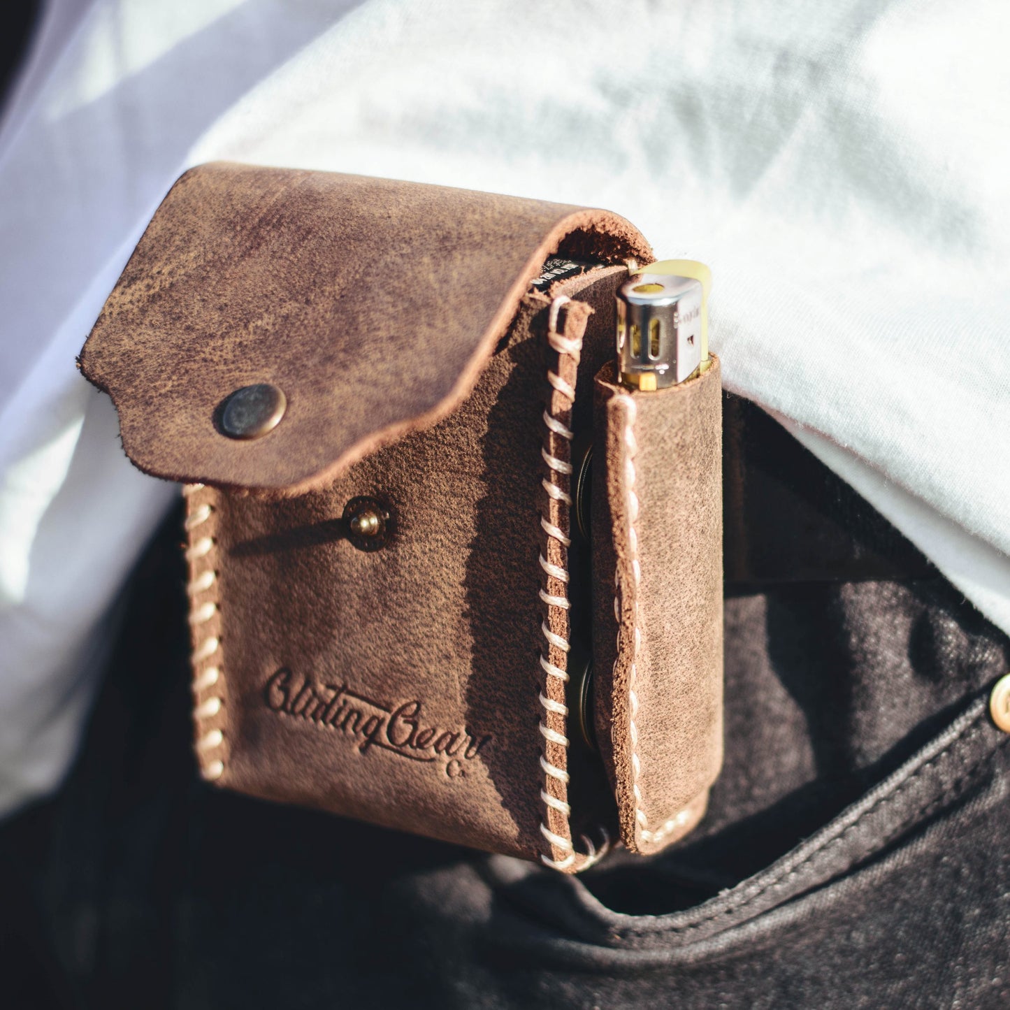 leather cigarette case holder