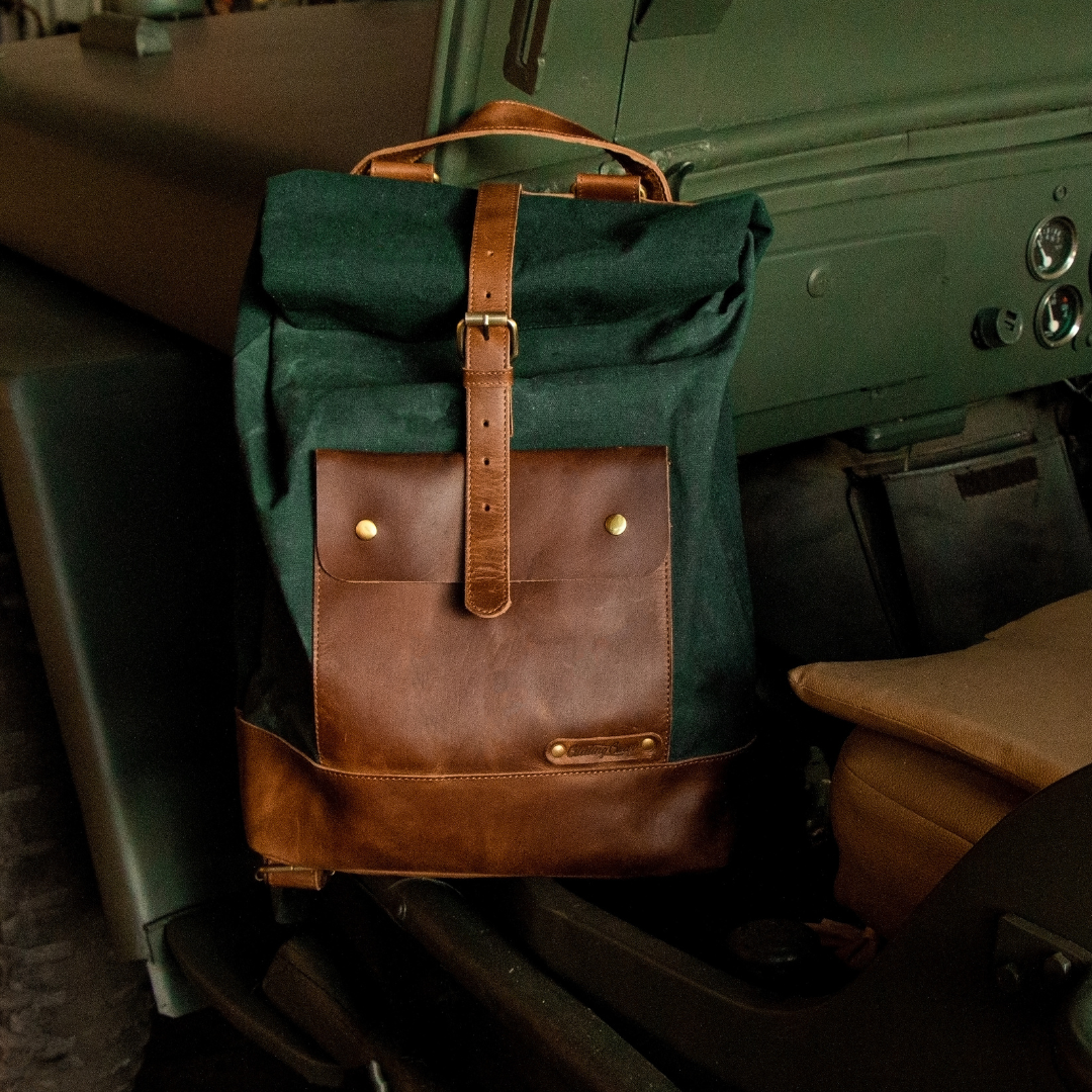 The Leather Backpack (Ranger)  - Green/Brown