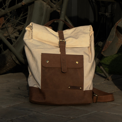 The Leather Backpack (Ranger) - Beige/Brown