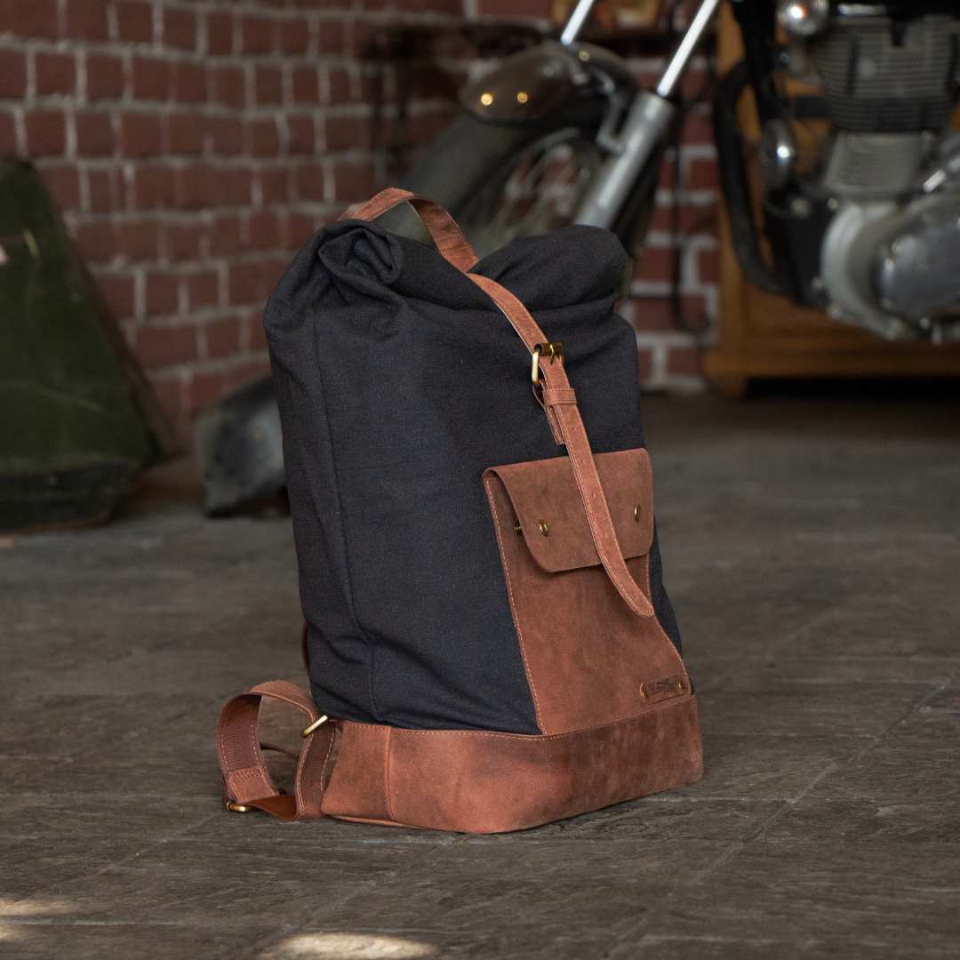 The Leather Backpack (Ranger) - Black/Brown