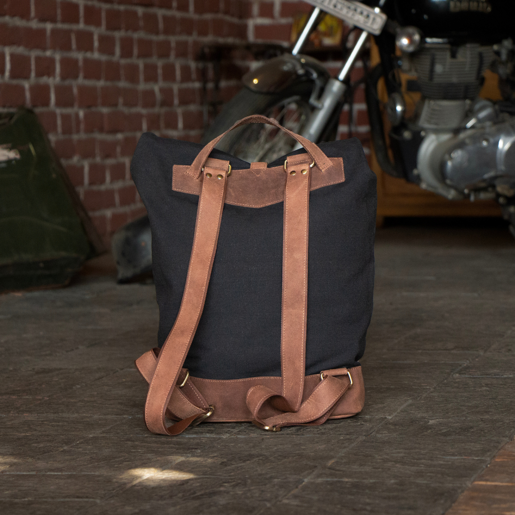 The Leather Backpack (Ranger) - Black/Brown