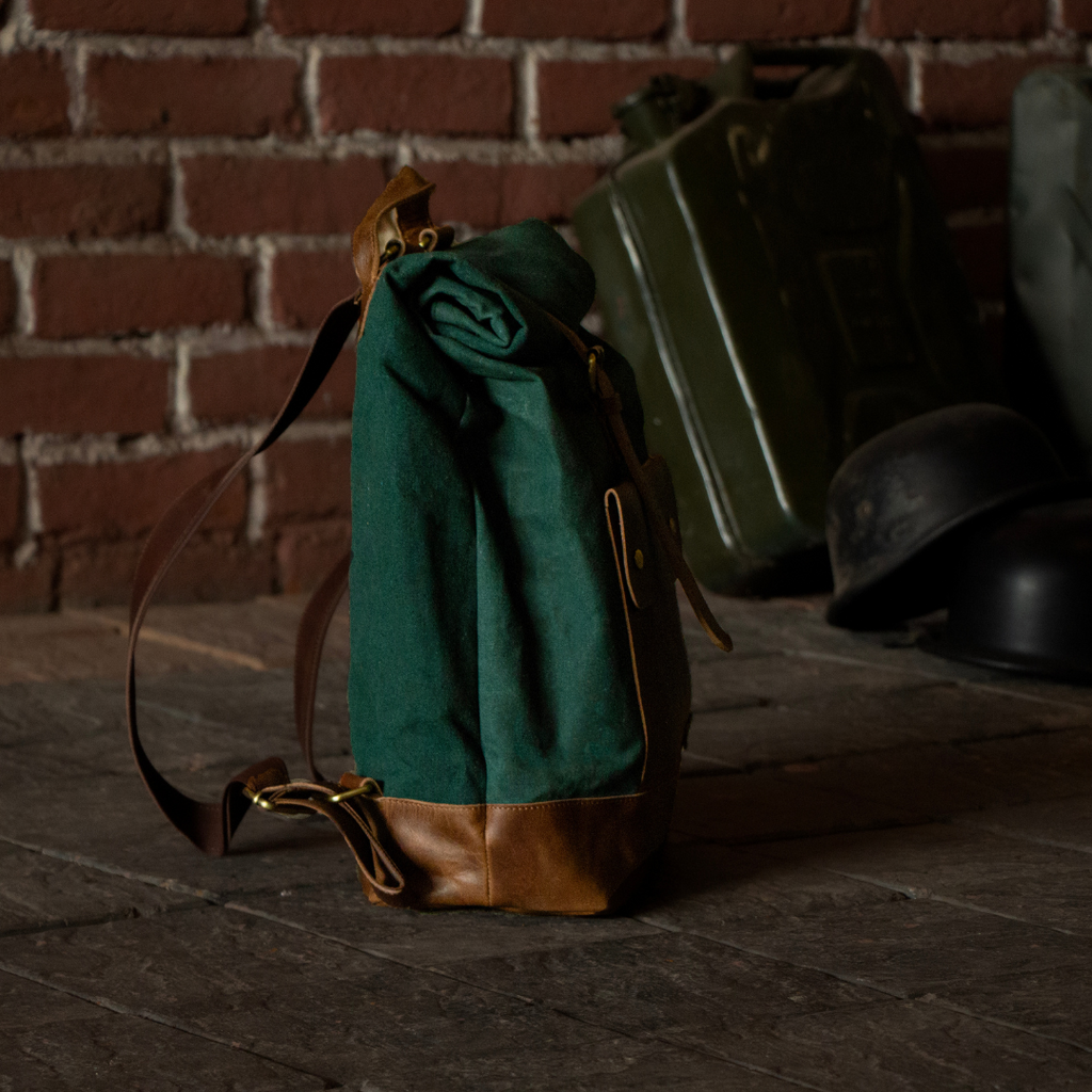 The Leather Backpack (Ranger)  - Green/Brown