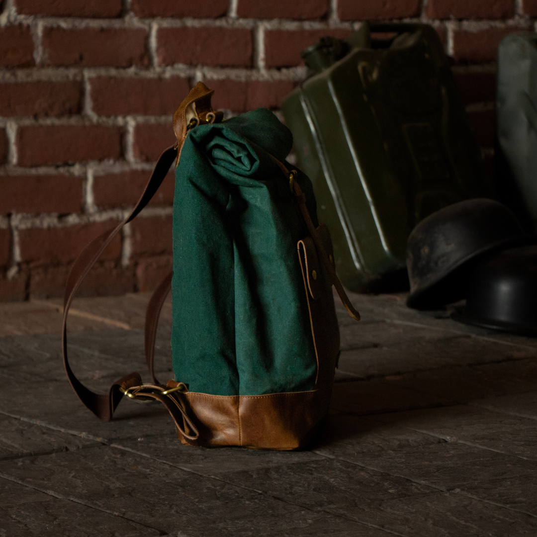 The Leather Backpack (Ranger)  - Green/Brown