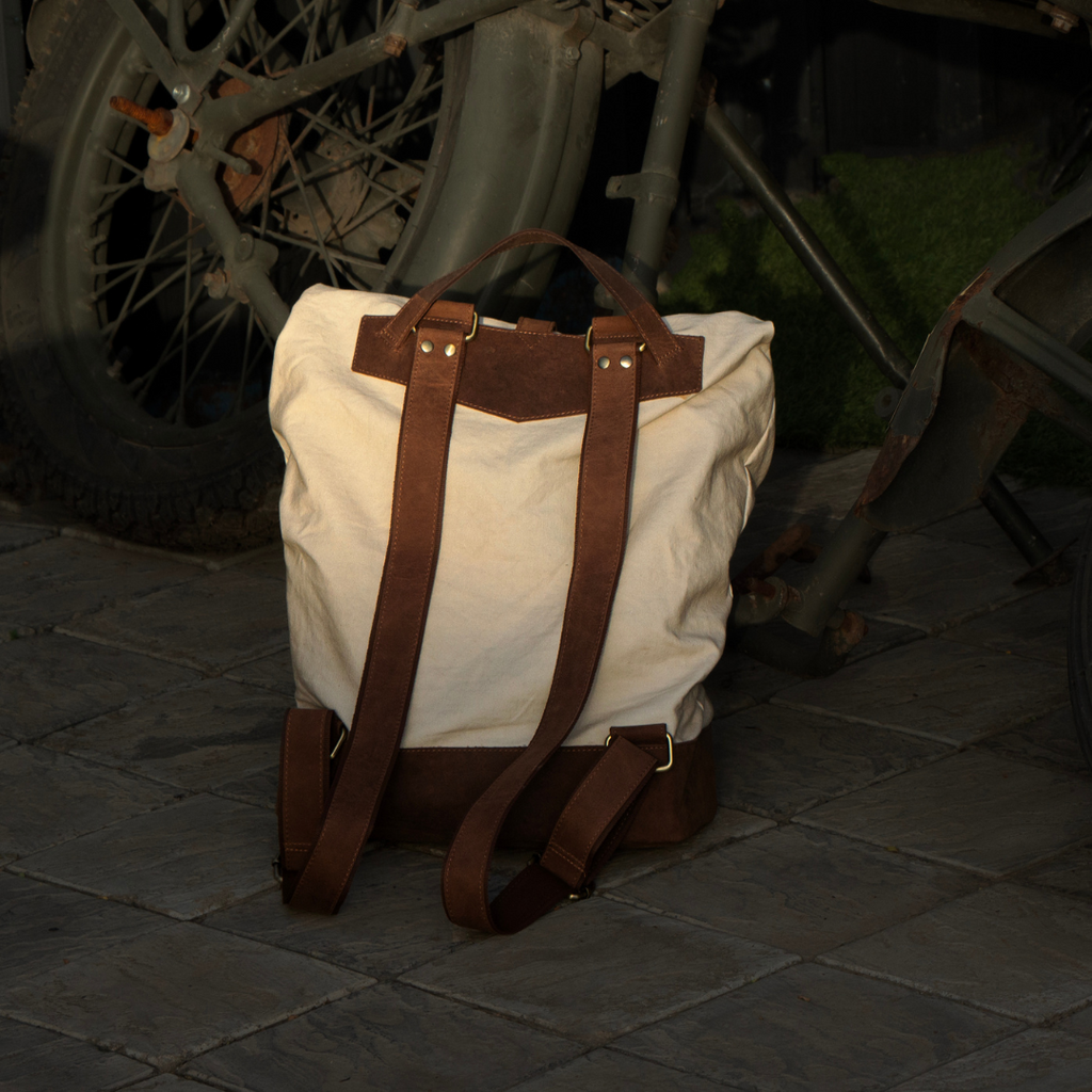 The Leather Backpack (Ranger) - Beige/Brown