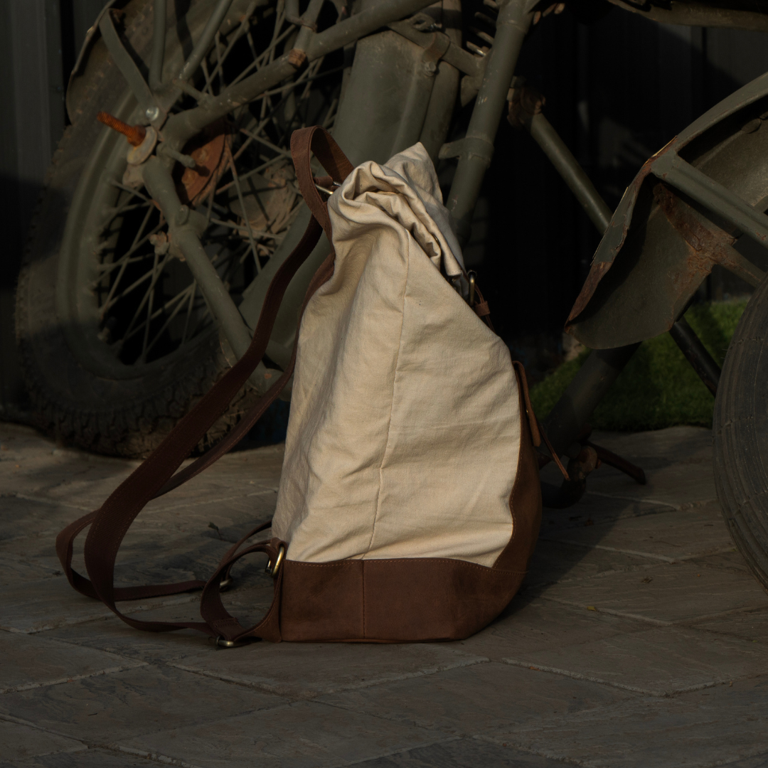 The Leather Backpack (Ranger) - Beige/Brown