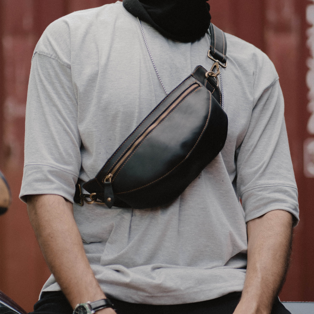 leather waist bag for man
